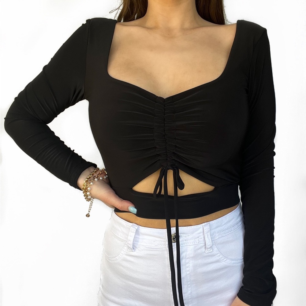 Peek-A-Boo Tie Crop Top